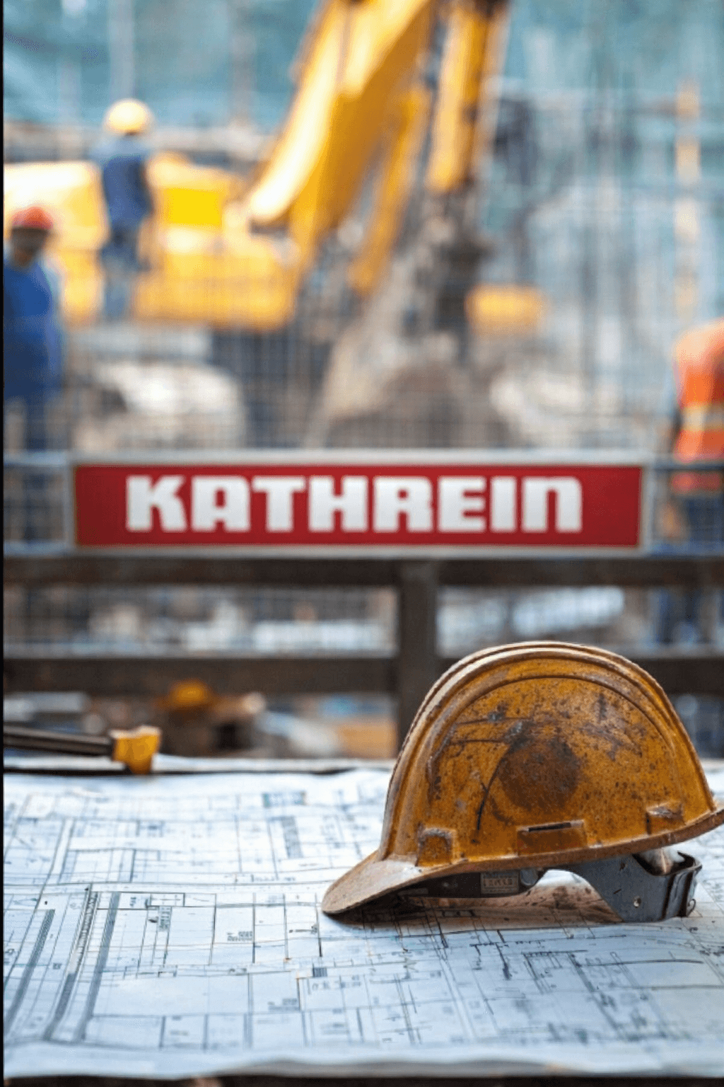 Helmet on a construction site with Kathrein products – safety and reliability